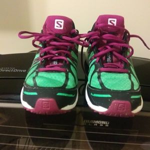 Salomon Green and Purple Athletic Shoes